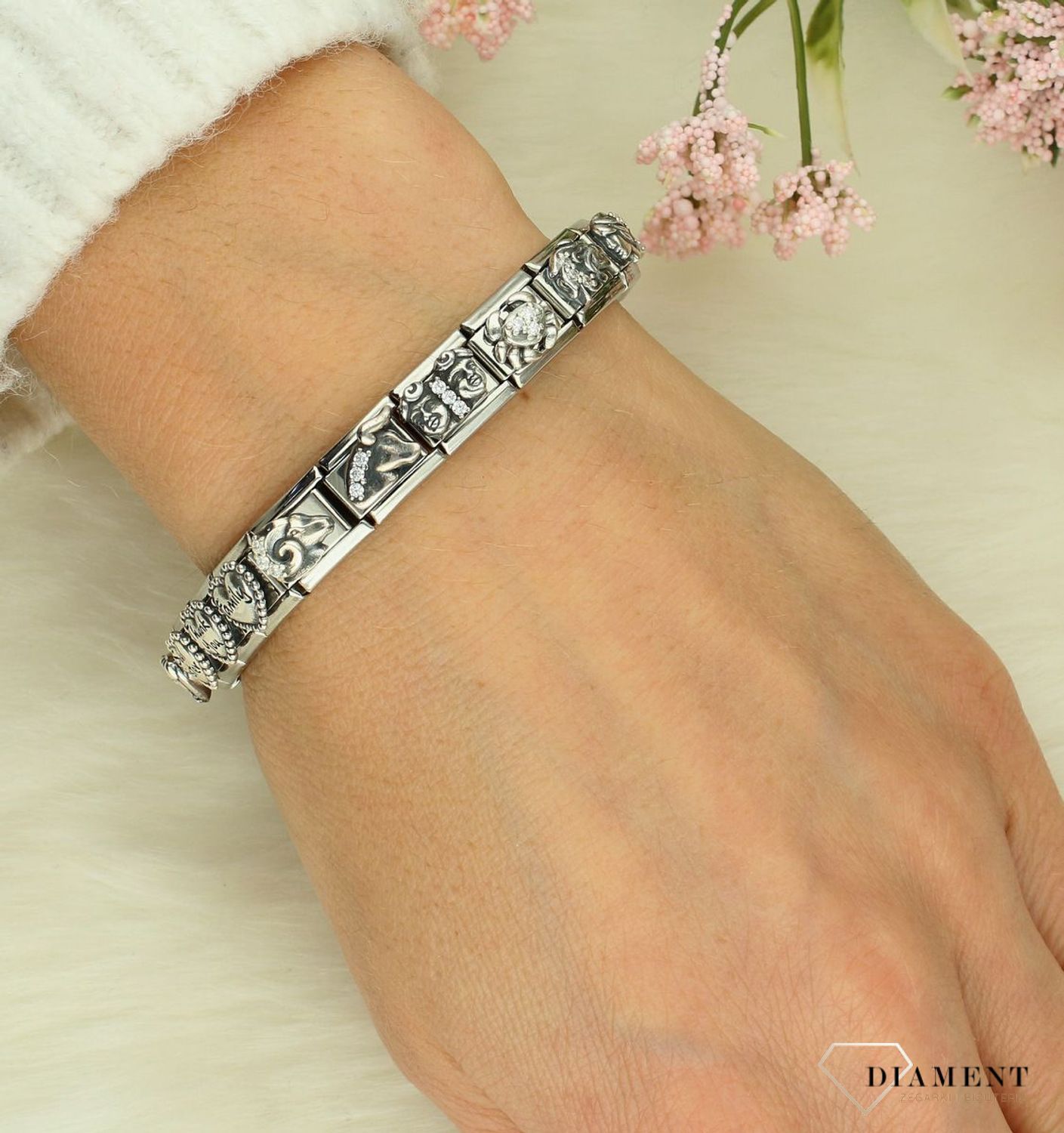 Nomination Link srebro 925 zawieszka charms Znak zodiaku Bliźnięta z białymi cyrkoniami 330326 03.png